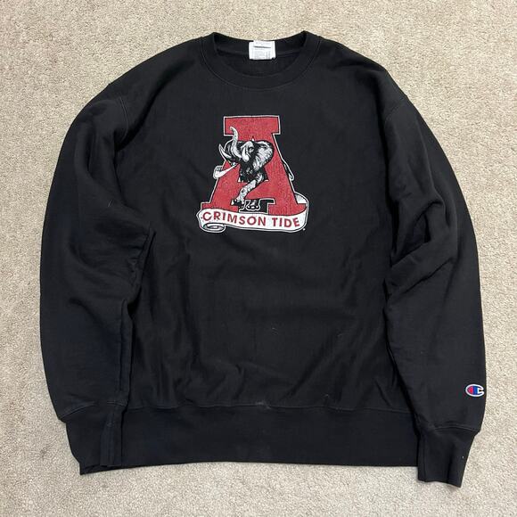 Champion Reverse Weave Alabama Crimson Tide Black Crewneck XL - Picture 1 of 7